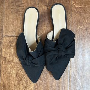 Topshop Black Bow Mule Slides Size 8.5